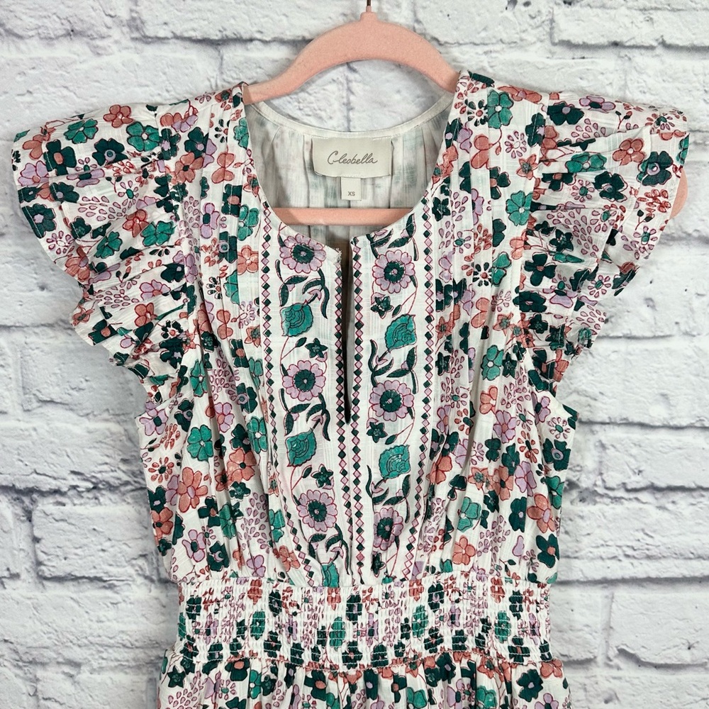Cleobella Floral Midi Dress in Pink, Green and White - Picture 6 of 15